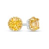 Thumbnail Image 1 of 6.0mm Citrine Solitaire Rope-Textured Frame Stud Earrings in Sterling Silver and 10K Gold