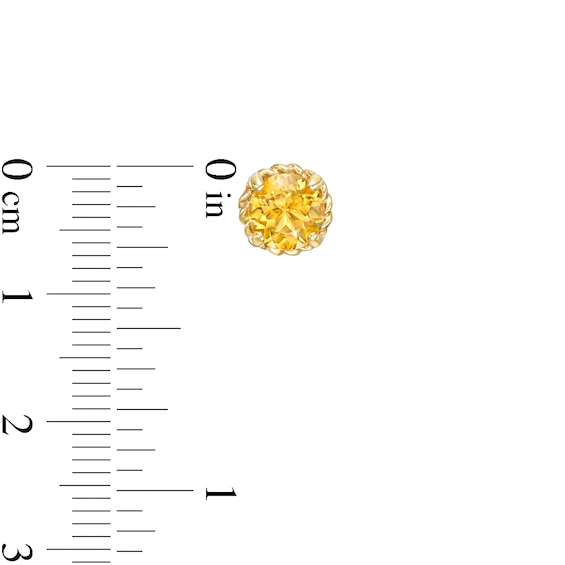 6.0mm Citrine Solitaire Rope-Textured Frame Stud Earrings in Sterling Silver and 10K Gold