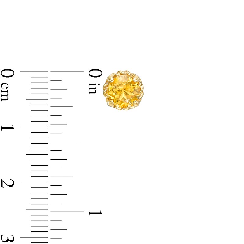Main Image 3 of 6.0mm Citrine Solitaire Rope-Textured Frame Stud Earrings in Sterling Silver and 10K Gold