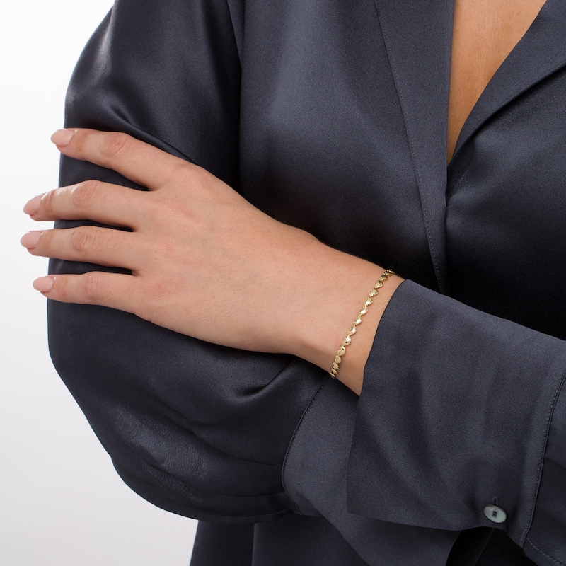 Main Image 2 of Mini Puff Hearts Stampato Bracelet in 10K Gold - 7.25"