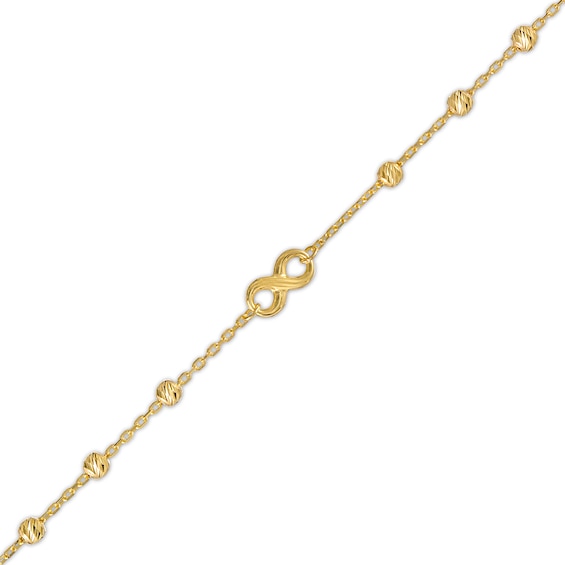 Diamond-Cut Infinity and Brilliance Bead Station Bracelet in 10K Gold - 7.5"