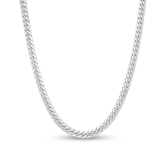 Men's 7.4mm Cuban Curb Chain Necklace in Hollow 10K White Gold - 22"