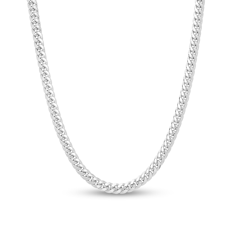 Men's 7.4mm Cuban Curb chain Necklace in Hollow 10K White Gold - 22"