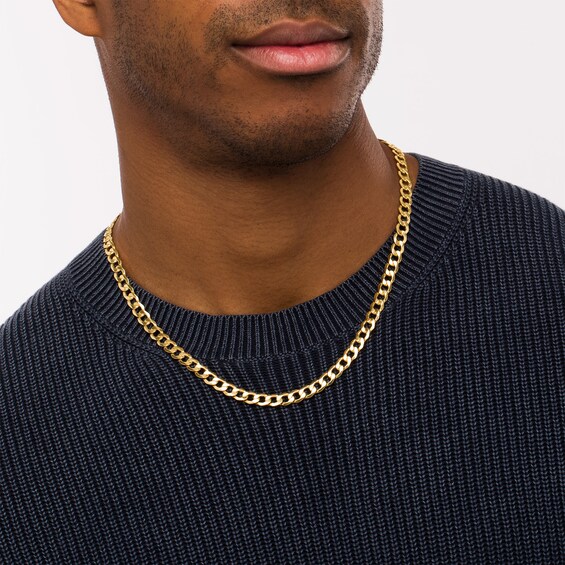 Men's 7.0mm Curb Chain Necklace in Hollow 14K Gold - 22"