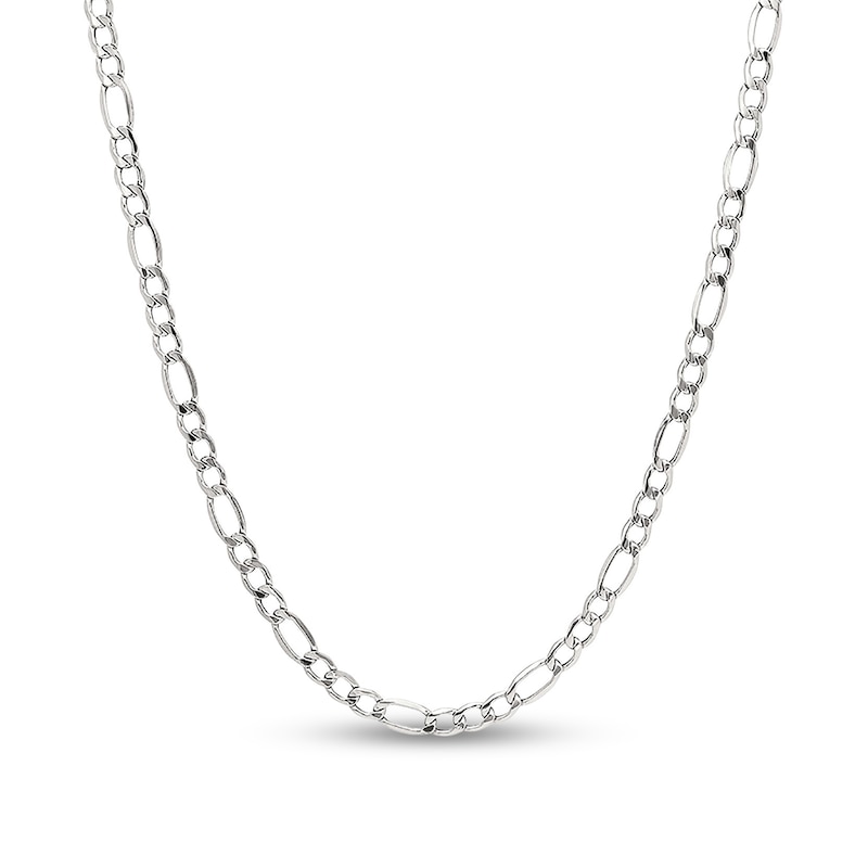 Men's 5.8mm Figaro Chain Necklace in Hollow 14K White Gold - 22"