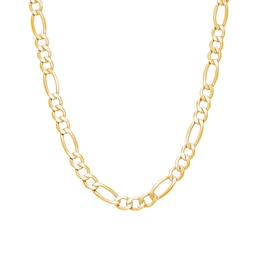 Men's 7.2mm Figaro Chain Necklace in Hollow 14K Gold - 24"