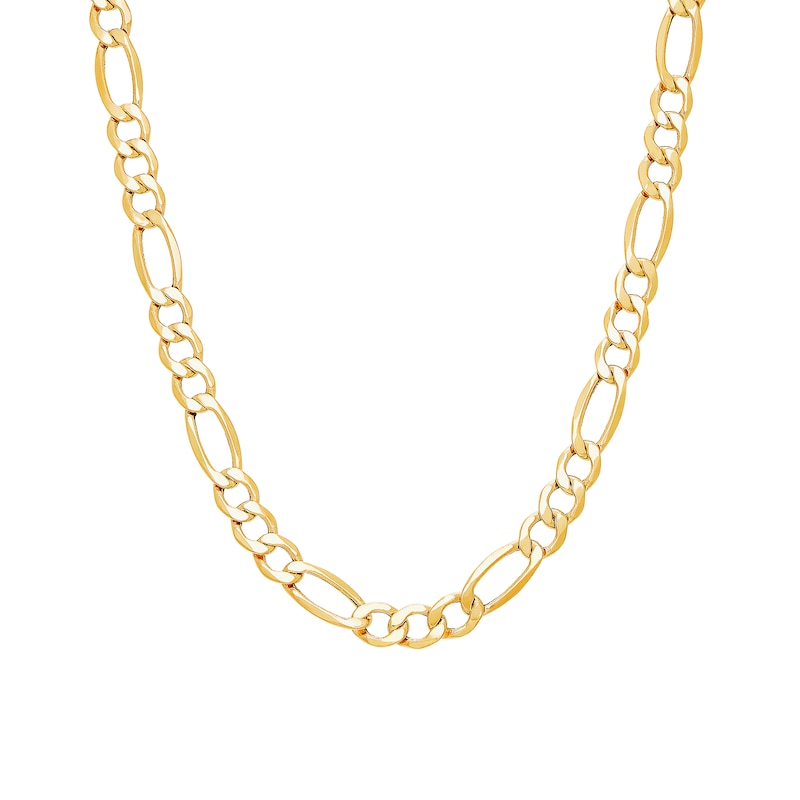 Main Image 1 of Men's 7.2mm Figaro Chain Necklace in Hollow 14K Gold - 24"