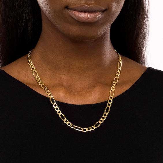 Men's 7.2mm Figaro Chain Necklace in Hollow 14K Gold