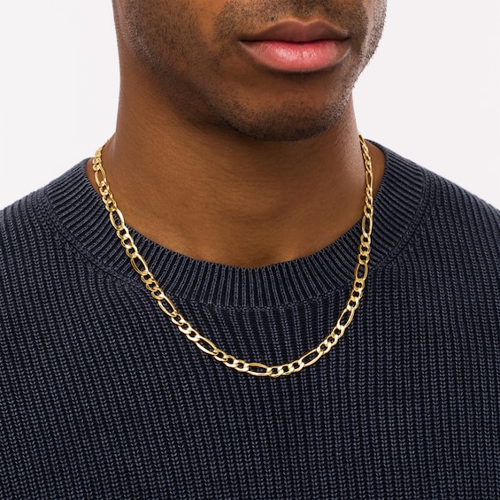 Men's 7.2mm Figaro Chain Necklace in Hollow 14K Gold