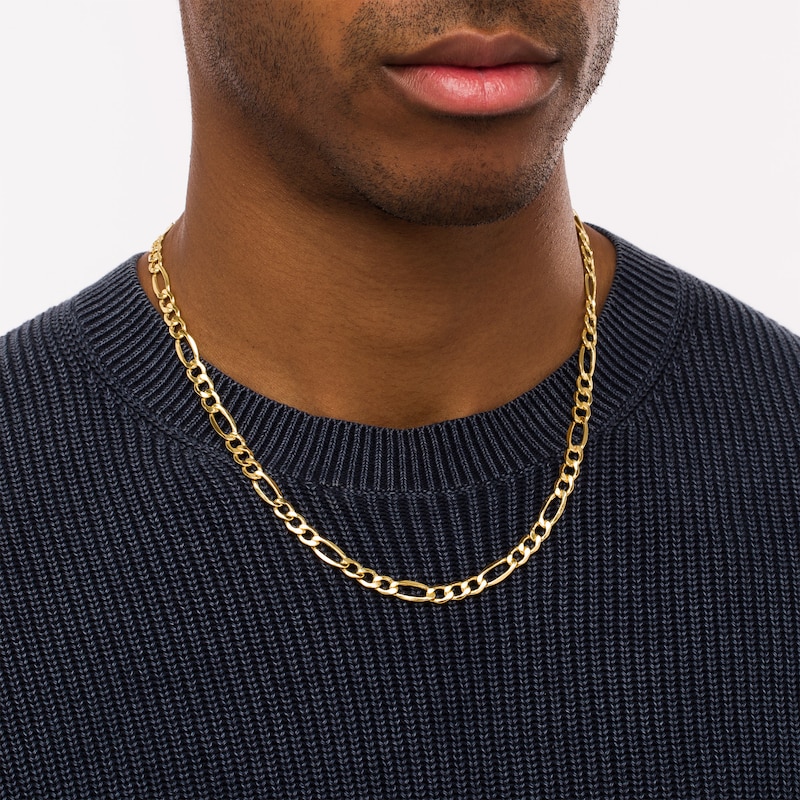 Men's 7.2mm Figaro Chain Necklace in Hollow 14K Gold - 22"