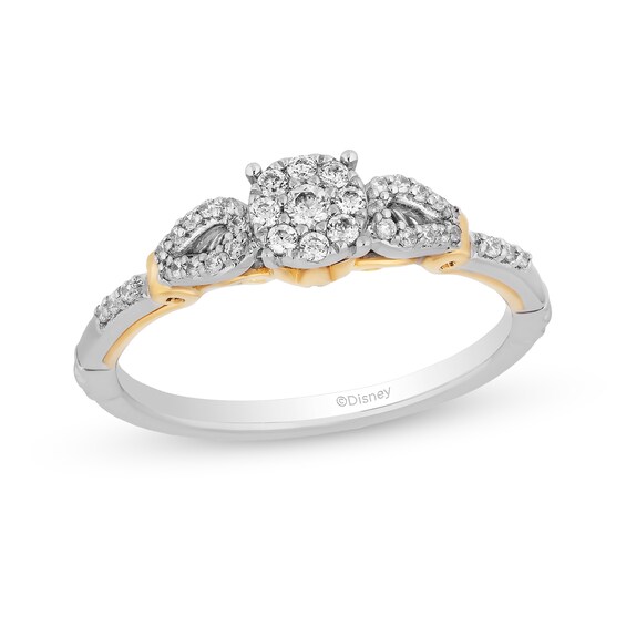Enchanted Disney Tiana 1/5 CT. T.w. Diamond Frame Loop Shank Promise Ring in Sterling Silver and 10K Gold - Size 7