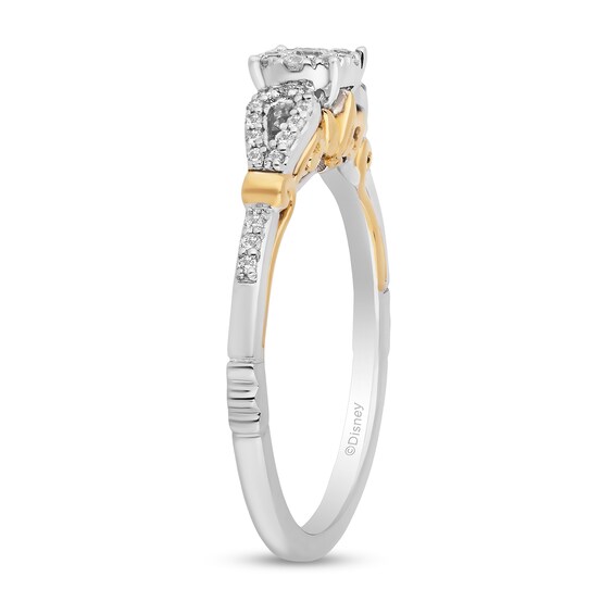 Enchanted Disney Tiana 1/5 CT. T.w. Diamond Frame Loop Shank Promise Ring in Sterling Silver and 10K Gold - Size 7