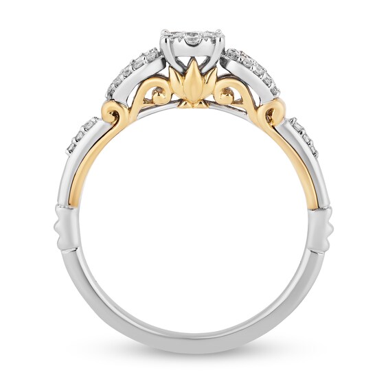 Enchanted Disney Tiana 1/5 CT. T.w. Diamond Frame Loop Shank Promise Ring in Sterling Silver and 10K Gold - Size 7