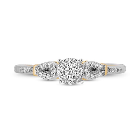 Enchanted Disney Tiana 1/5 CT. T.w. Diamond Frame Loop Shank Promise Ring in Sterling Silver and 10K Gold - Size 7