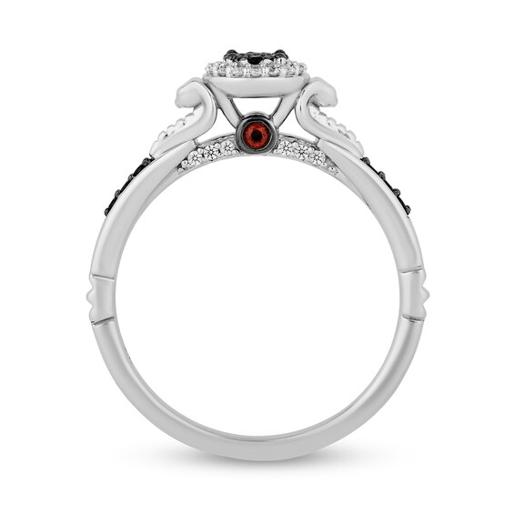 Enchanted Disney Villains Jafar 1/5 CT. T.w. Black and White Multi-Diamond Frame Promise Ring in Sterling Silver
