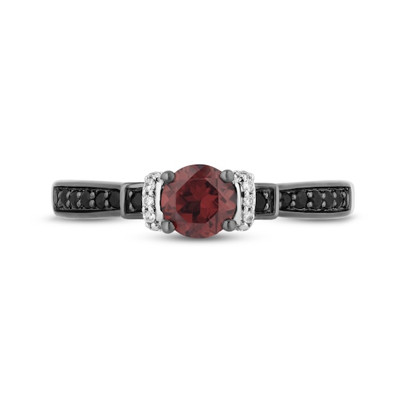 Enchanted Disney Villains Evil Queen 5.0mm Garnet and 1/5 CT. T.w. Diamond Promise Ring in Sterling Silver and 10K Gold