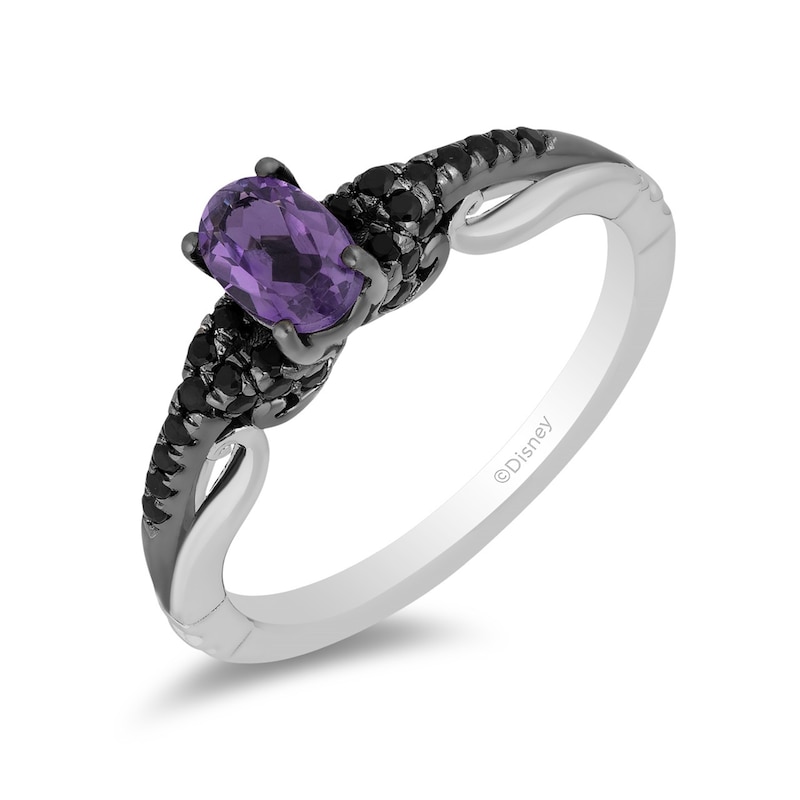 Enchanted Disney Villains Ursula Amethyst and 1/4 CT. T.W. Black Diamond Promise Ring in Sterling Silver