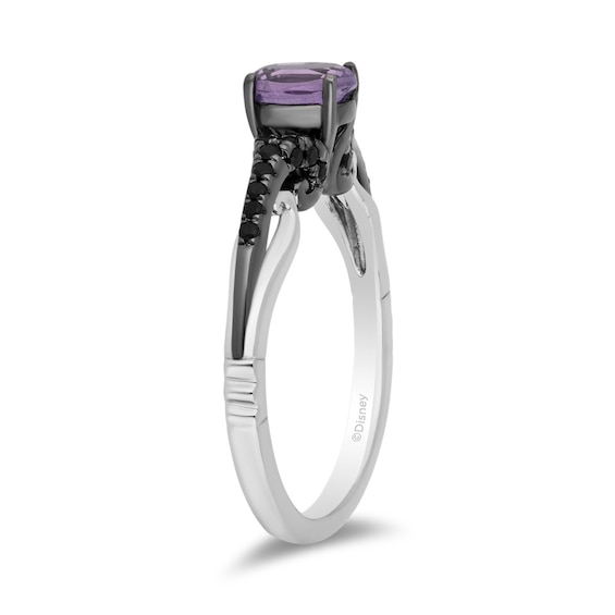 Enchanted Disney Villains Ursula Amethyst and 1/4 CT. T.w. Black Diamond Promise Ring in Sterling Silver