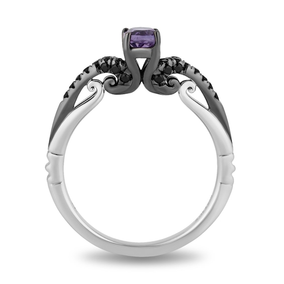 Enchanted Disney Villains Ursula Amethyst and 1/4 CT. T.w. Black Diamond Promise Ring in Sterling Silver