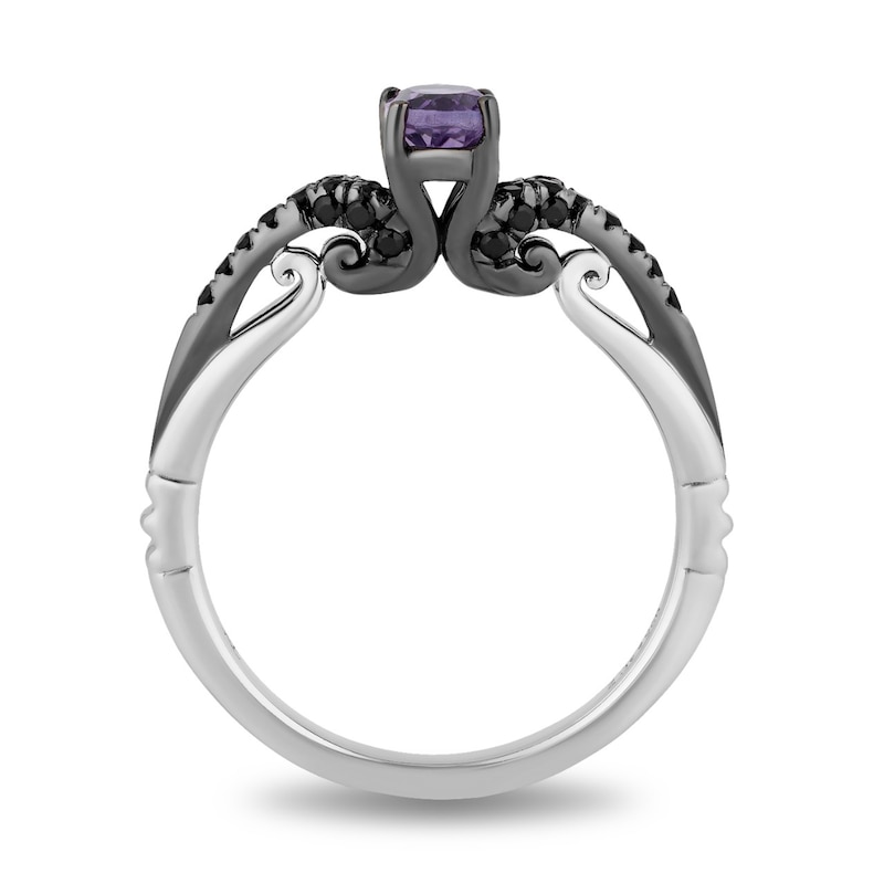 Enchanted Disney Villains Ursula Amethyst and 1/4 CT. T.W. Black Diamond Promise Ring in Sterling Silver