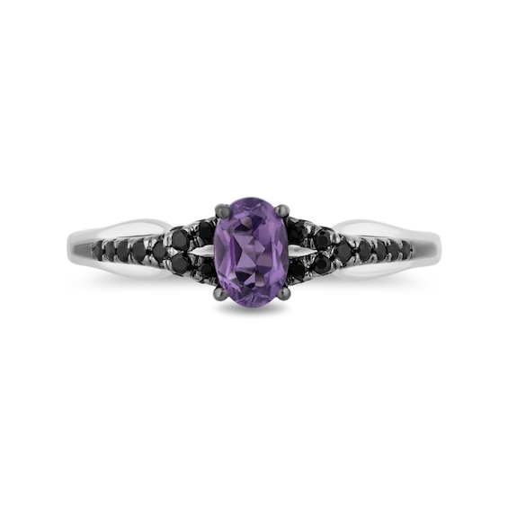 Enchanted Disney Villains Ursula Amethyst and 1/4 CT. T.w. Black Diamond Promise Ring in Sterling Silver
