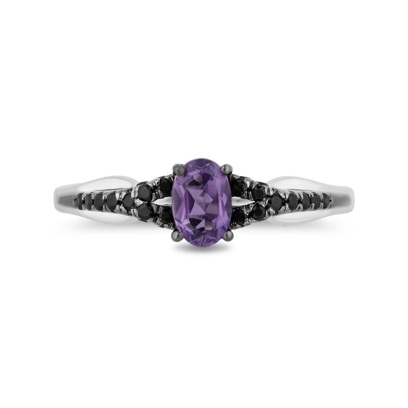 Enchanted Disney Villains Ursula Amethyst and 1/4 CT. T.W. Black Diamond Promise Ring in Sterling Silver