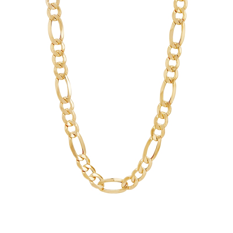 Men's 9.0mm Figaro Chain Necklace in Hollow 10K Gold - 26"