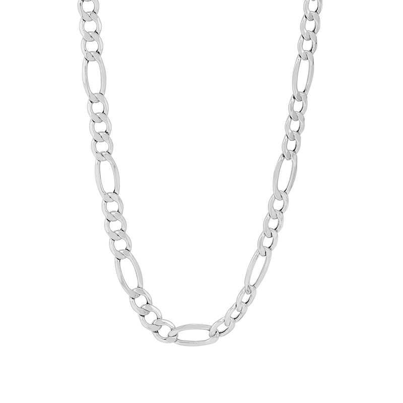 Men's 7.2mm Figaro Chain Necklace in Hollow 14K White Gold - 22"