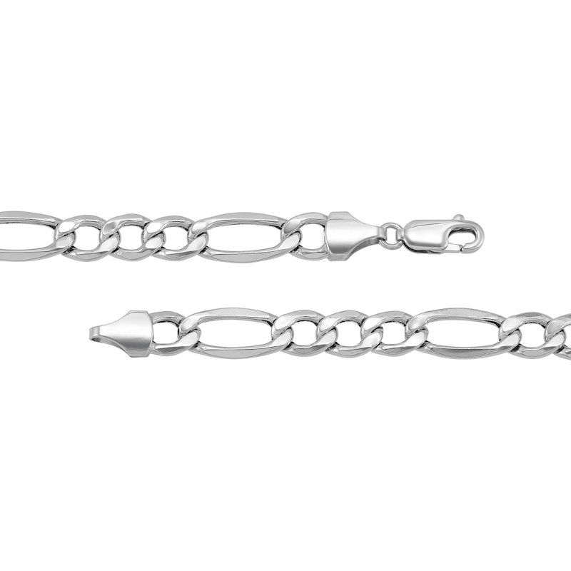 Men's 7.2mm Figaro Chain Necklace in Hollow 14K White Gold - 22"