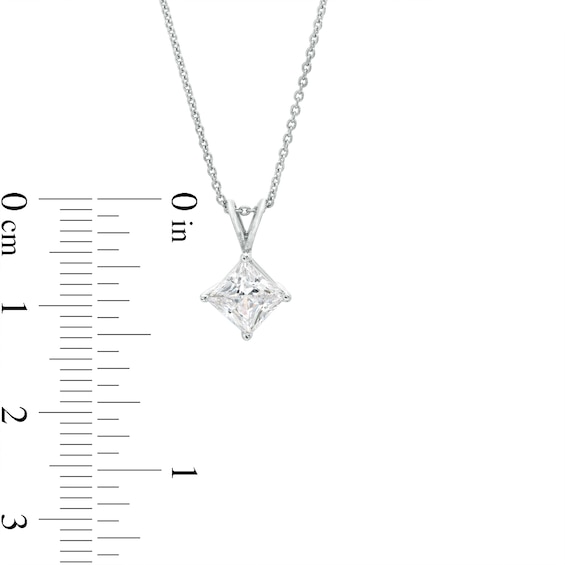 1 CT. Certified Princess-Cut Lab-Grown Diamond Solitaire Pendant in 14K White Gold (F/Si2)
