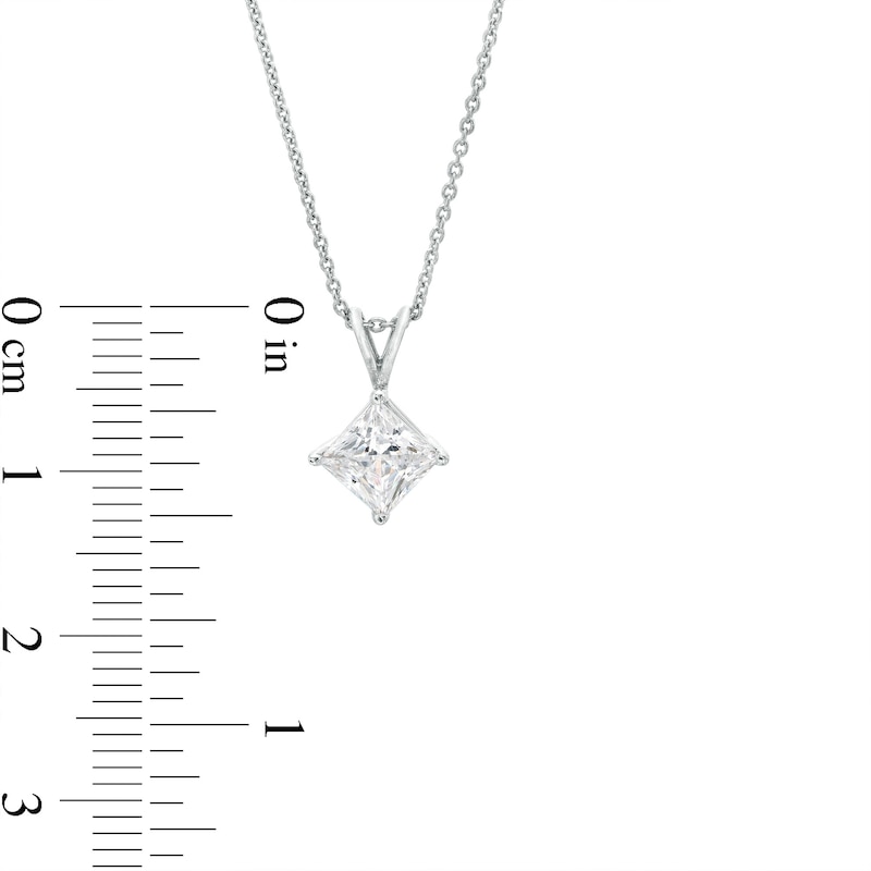 Main Image 3 of 1 CT. Certified Princess-Cut Lab-Grown Diamond Solitaire Pendant in 14K White Gold (F/SI2)