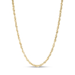 2.4mm Diamond-Cut Solid Glitter Rope Chain Necklace in 10K Gold - 16&quot;