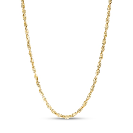 2.5mm Glitter Rope Chain Necklace in Solid 10K Gold - 16"