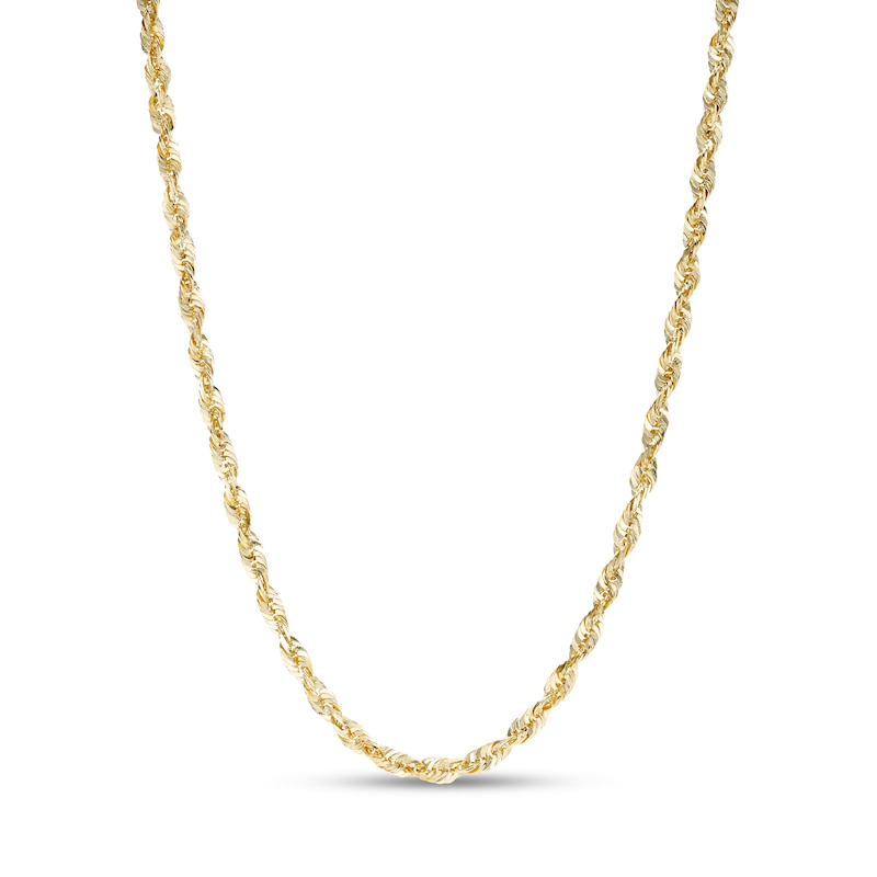 2.4mm Diamond-Cut Glitter Rope Chain Necklace in Solid 10K Gold - 16"