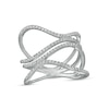 Thumbnail Image 0 of 3/8 CT. T.W. Diamond Wavy Multi-Row Open Shank Ring in 10K White Gold