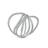 Thumbnail Image 3 of 3/8 CT. T.W. Diamond Wavy Multi-Row Open Shank Ring in 10K White Gold