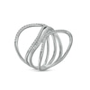 Thumbnail Image 2 of 3/8 CT. T.W. Diamond Wavy Multi-Row Open Shank Ring in 10K White Gold