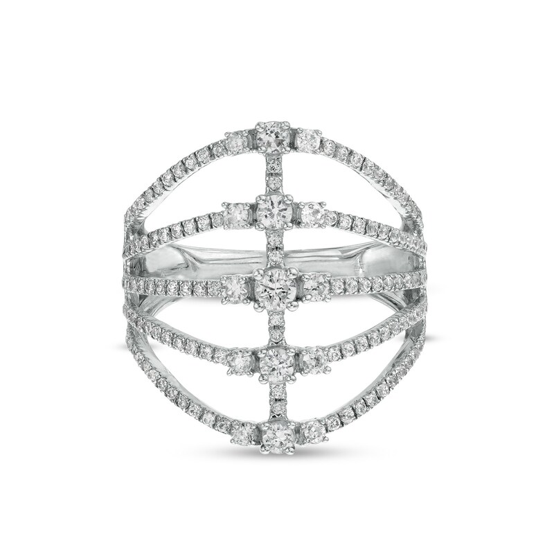 Main Image 1 of 1 CT. T.W. Diamond Multi-Row Split Shank Ring in 10K White Gold