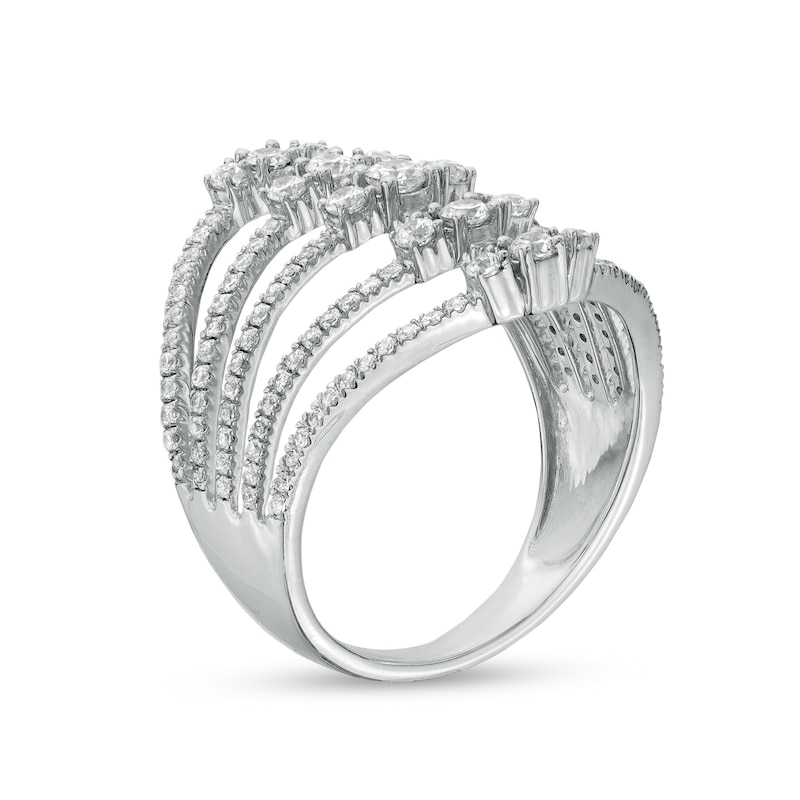 Main Image 3 of 1 CT. T.W. Diamond Multi-Row Split Shank Ring in 10K White Gold