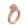 Thumbnail Image 3 of 7.0mm Heart-Shaped Morganite and 3/4 CT. T.W. Diamond Frame Scallop Shank Bridal Set in 10K Rose Gold