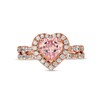 Thumbnail Image 4 of 7.0mm Heart-Shaped Morganite and 3/4 CT. T.W. Diamond Frame Scallop Shank Bridal Set in 10K Rose Gold
