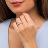 Thumbnail Image 2 of 7.0mm Morganite and 3/4 CT. T.W. Diamond Flower Frame Scallop Shank Bridal Set in 10K Rose Gold