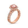 Thumbnail Image 3 of 7.0mm Morganite and 3/4 CT. T.W. Diamond Flower Frame Scallop Shank Bridal Set in 10K Rose Gold