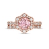 Thumbnail Image 4 of 7.0mm Morganite and 3/4 CT. T.W. Diamond Flower Frame Scallop Shank Bridal Set in 10K Rose Gold