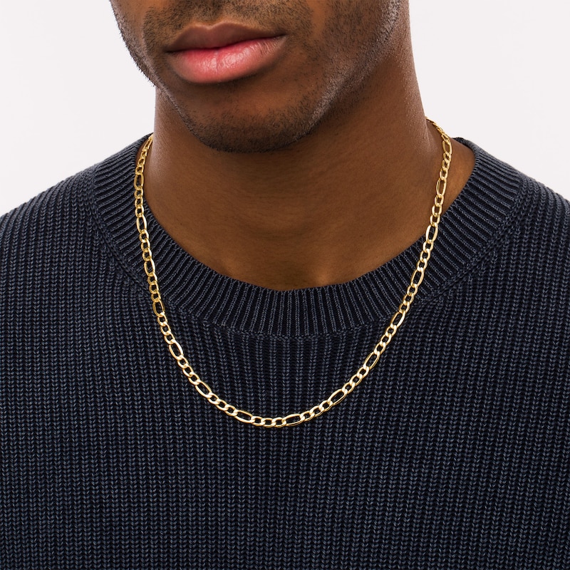 Men's 5.8mm Figaro Chain Necklace in Hollow 14K Gold - 22