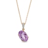 Thumbnail Image 1 of Oval Amethyst and Diamond Accent Tilted Drop Pendant in 10K Gold