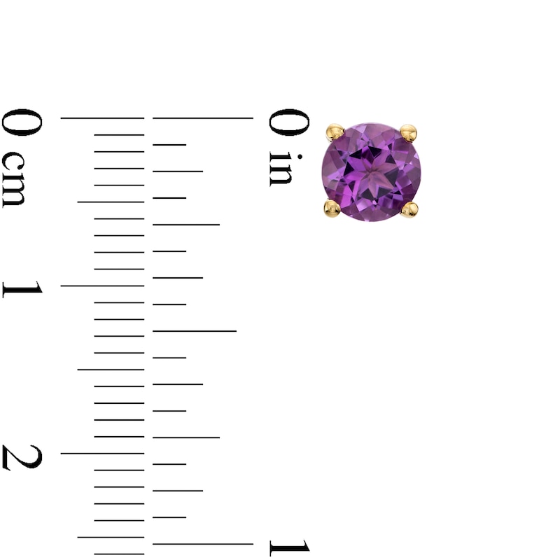 Main Image 3 of 6.0mm Amethyst Solitaire Stud Earrings in 10K Gold