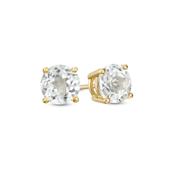 6.0mm White Topaz Solitaire Stud Earrings in 10K Gold