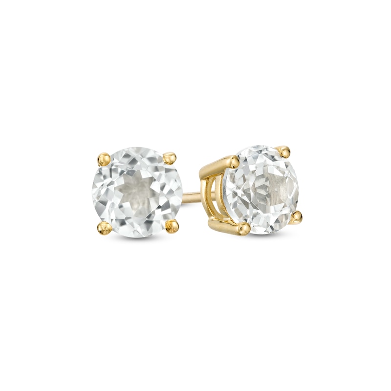 Main Image 1 of 6.0mm White Topaz Solitaire Stud Earrings in 10K Gold