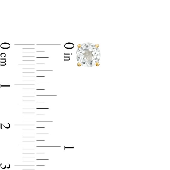 6.0mm White Topaz Solitaire Stud Earrings in 10K Gold